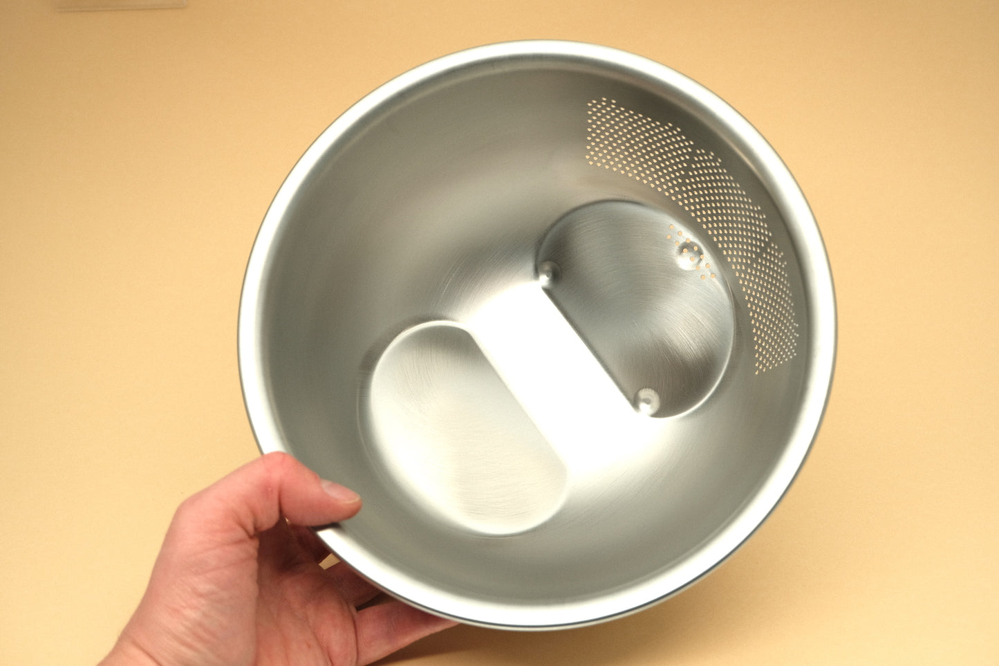 Three way rice washing bowl made of stainless steel