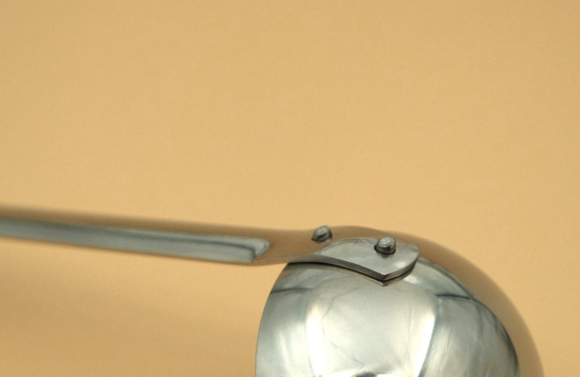 Stainless steel slotted ladle shallow