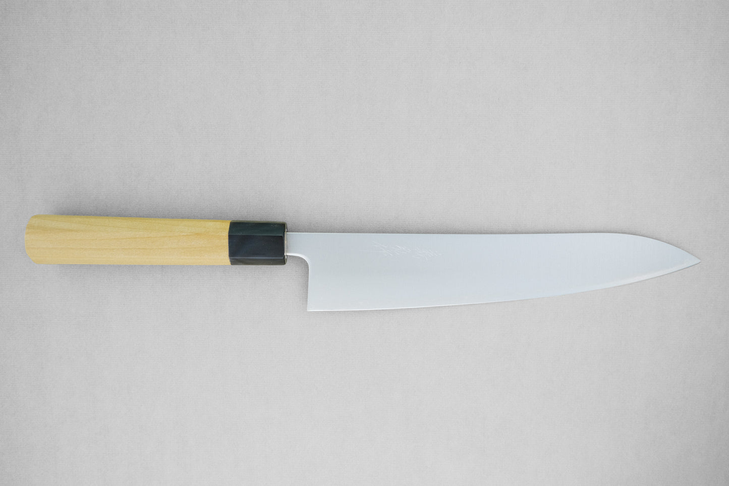 Yamawaki stainless clad aogami super gyuto 240 with an octagonal ho wood and buffalo horn handle