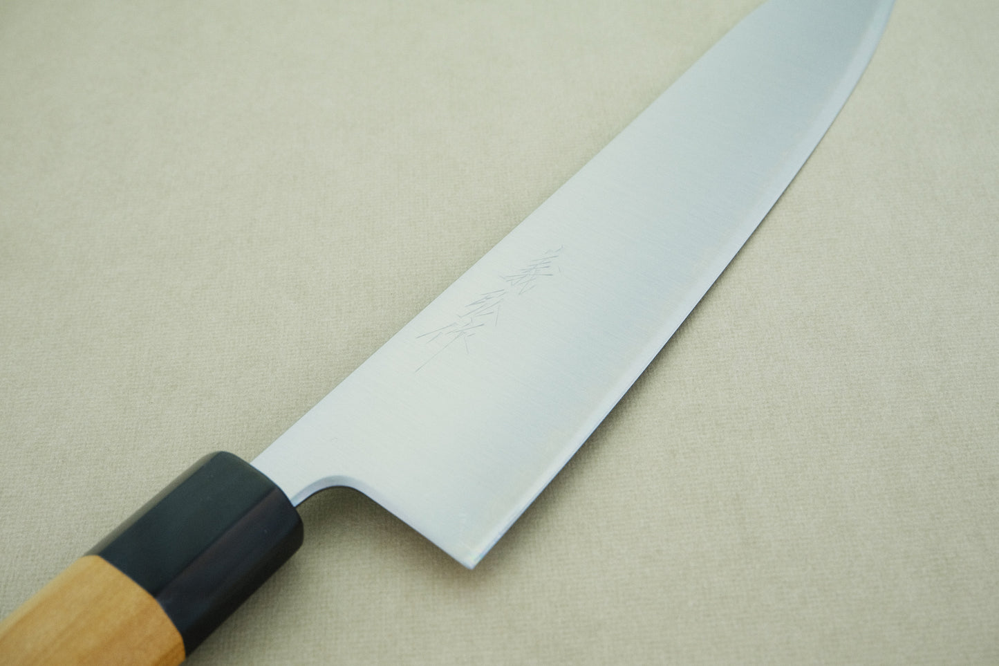 Yamawaki stainless clad aogami super gyuto 240 with an octagonal ho wood and buffalo horn handle