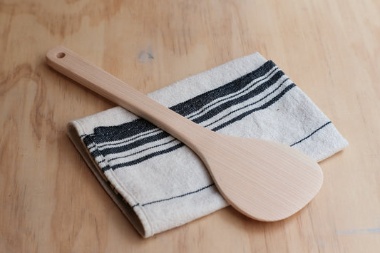 Round turning spatula with made of hinoki wood