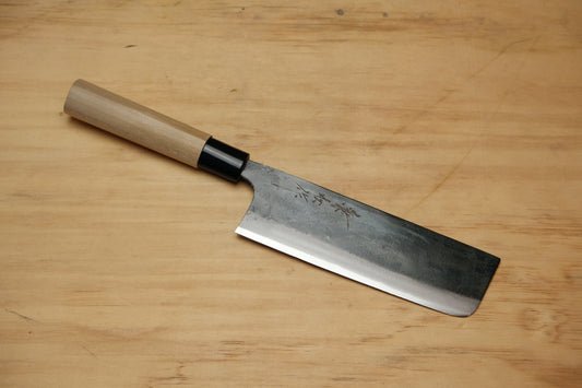 Blue 1 kurouchi nakiri 165 with an d-shape ho wood handle
