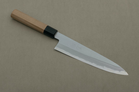 Kuromatsu Tanaka Uchihamono shirogami 2 gyuto 210 wide flat bevel