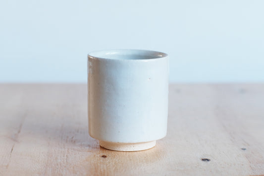 Azmaya Igayaki large straight teacup with a white glaze made at the Kōbo kiln in Mie