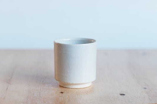 Azmaya Igayaki small straight teacup with a white glaze made at the Kōbo kiln in Mie
