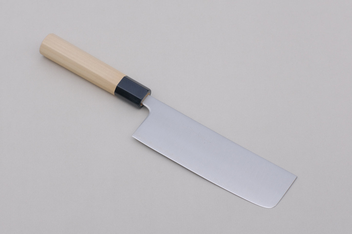 Yamawaki stainless clad aogami super nakiri 165 with an octagonal ho wood and buffalo horn handle